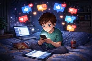 Ilustrasi Anak Kecanduan Gadget dan Media Sosial