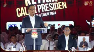 Debat ketiga calon presiden pemilu tahun 2024 (Foto: Live streaming KPU RI)