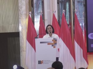 Menteri Keuangan Sri Mulyani Indrawati memberikan sambutan dalam kegiatan forum diskusi HUT Ke-14 Indonesia Infrastructure Finance (Foto:ig/smindrawati)