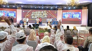 Komisi Pemilihan Umum (KPU) Kota Balikpapan menggelar debat ketiga paslon wali kota dan wakil wali kota Balikpapan dengan tema besarnya ekonomi, sosial dan lingkungan hidup, Jumat (22/11/2024). (aset: hlm/katakaltim.com)