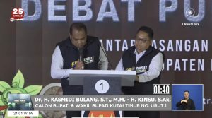 Paslon kepala daerah Kutim Kasmidi Bilang dan Kinsu (aset: ss/TVRI Kaltim)