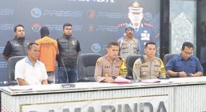 Polresta Samarinda gelar Konferensi pers terkait penangkapan terduga pelaku rudapaksa (aset: humas polresta Samarinda/katakaltim.com)