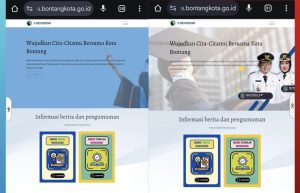 Tangkapan layar dari 1 website beasiswa bontangkota.go.id dengan 2 tampilan yang berbeda (aset: tangkapan layar/agu/katakaltim)