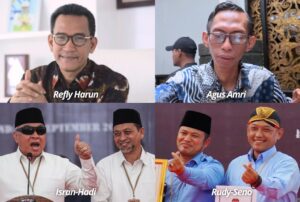 Sengketa Pilgub Kaltim di MK kini tengah berjalan. Refly Harun sebagai kuasa hukum palson 01 Isran-Hadi. Agus Amri sebagai kuasa hukum palson 02 Rudy-Seno. (Dok: kolase/agung/katakaltim.com)