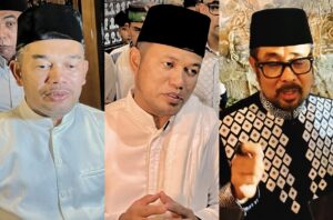 Ketua DPRD Kaltim, Hasanuddin Masud (kiri), Gubernur Kaltim, Rudy Mas’ud (tengah) dan Ketua Komisi II DPRD Kaltim, Sabarudin Panrecalle (kanan) saat memberi komentar soal Jembatan Mahakam Satu (dok: ali/katakaltim)